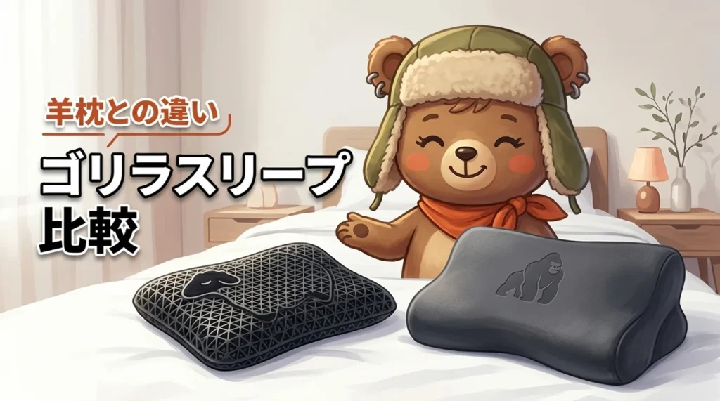 ゴリラスリープと羊のいらない枕を比較！違いが分かる5つのポイント（記事のアイキャッチ画像）